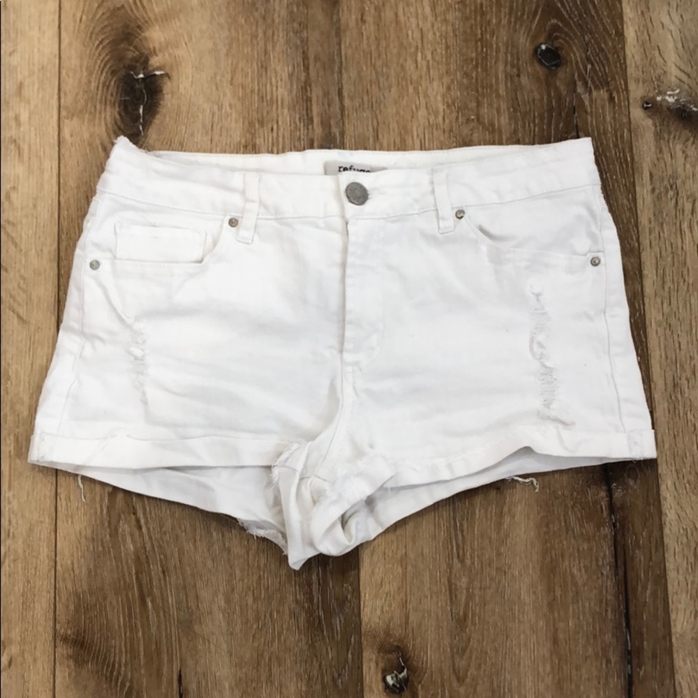 White Ripped Jean Shorts